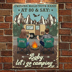 Custom Name Couple Camping Gifts - Personalized Metal Sign