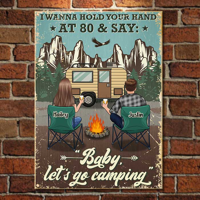 Custom Name Couple Camping Gifts - Personalized Metal Sign