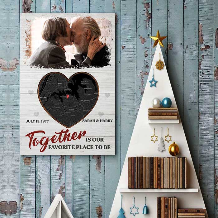 Custom Photo Anniversary Map Gifts for Couples - Personalized Poster