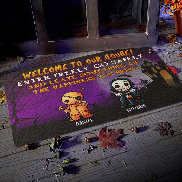 Custom Name Halloween Horror House Decor - Personalized Doormat