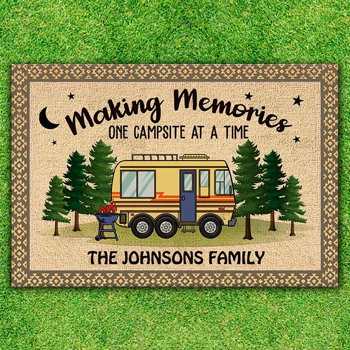 Custom Name Camping RV Family Gifts - Personalized Doormat