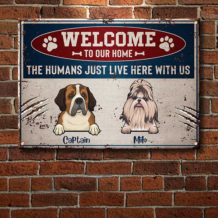 Custom Dog Name Welcome Gifts for Dog Lovers - Personalized Metal Sign