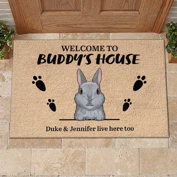 Custom Name Bunny Rabbit Housewarming Decor - Personalized Doormat
