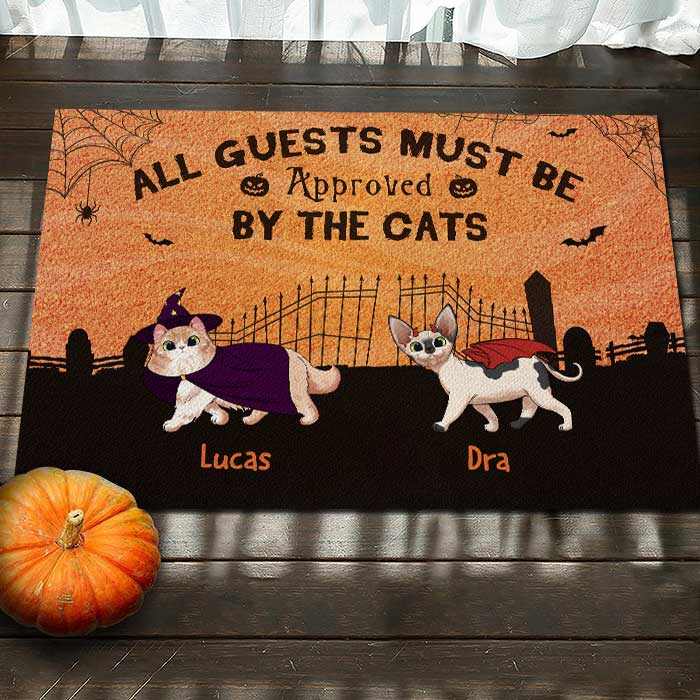 Custom Name Halloween Cat Welcome Decor - Personalized Doormat