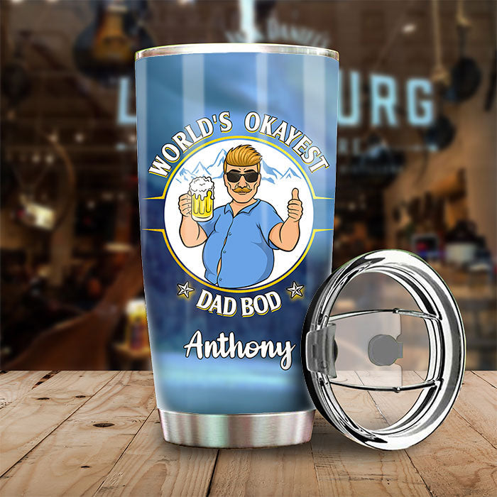 Custom Name Funny Dad Bod Gifts for Dads - Personalized Tumbler