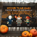 Custom Name Halloween Horror House Decor - Personalized Doormat
