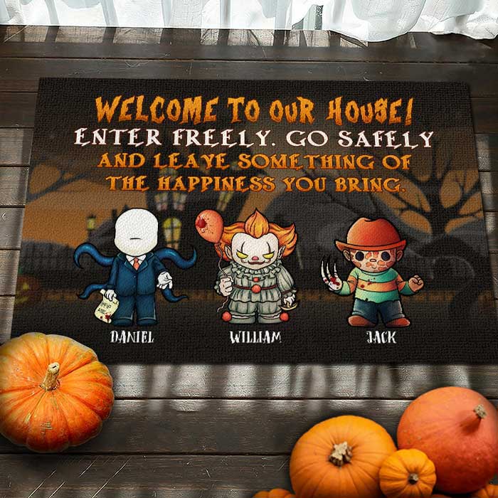 Custom Name Halloween Horror House Decor - Personalized Doormat