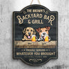 Family Backyard Bar & Grill - Gift For Dog Lovers, Personalized Shaped Door Sign