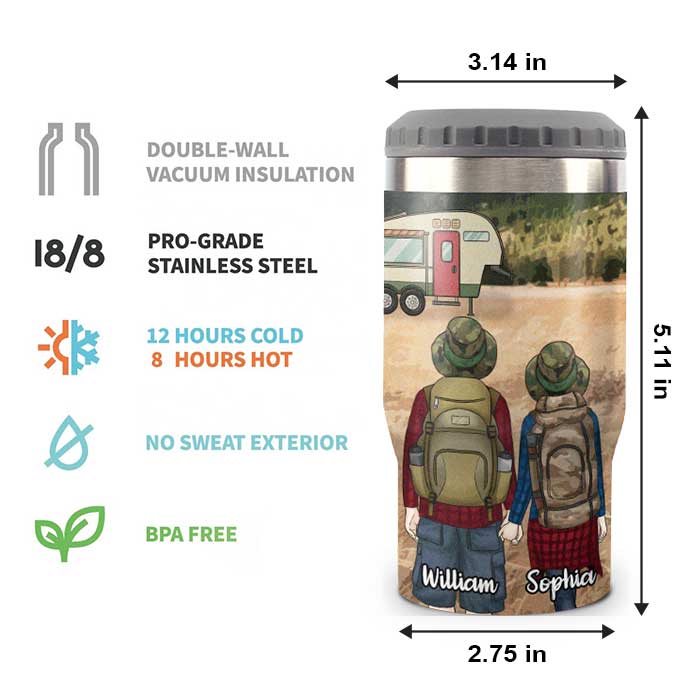 Loving Every Mile Camping With You - Personalized Can Cooler - Gift For Couples, Gift For Camping Lovers