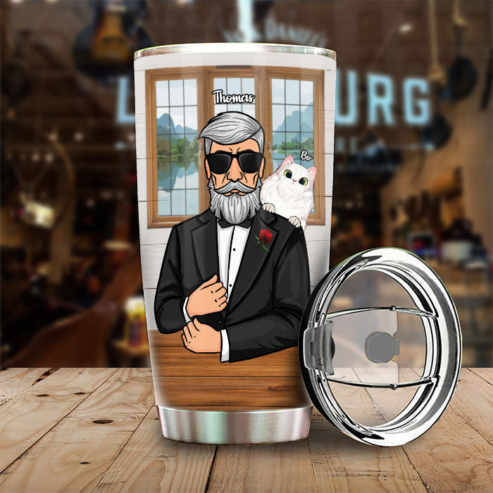 Cat Dad Only Cooler - Personalized Tumbler - Gift For Dad