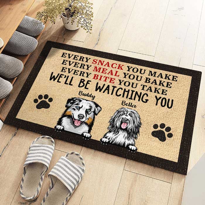 Dog - We'll Be Watching You  - Funny Personalized Dog Decorative Mat
