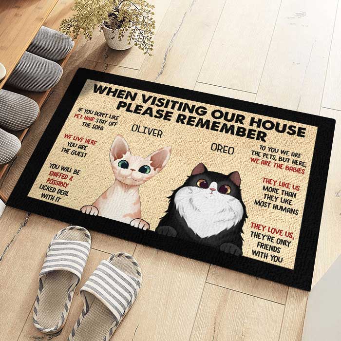 Custom Pet Name House Rules Gifts for Pet Lovers - Personalized Doormat