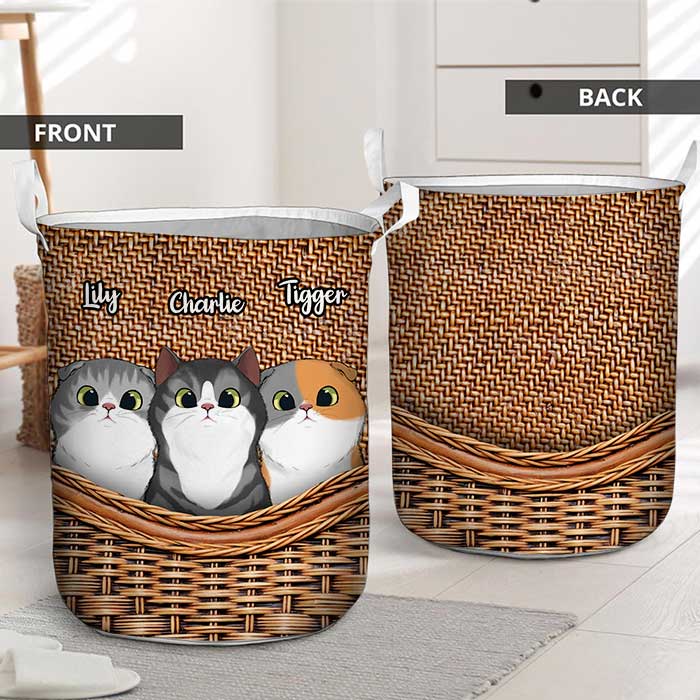 Custom Name Cat Lover Gifts - Personalized Laundry Basket