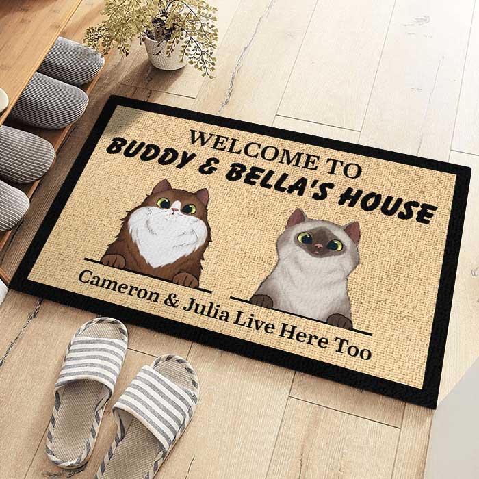 Custom Cat Name Welcome Gifts for Pet Lovers - Personalized Doormat