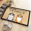 No Need To Knock We Know You're Here Peeking Cat - Funny Personalized Cat Decorative Mat