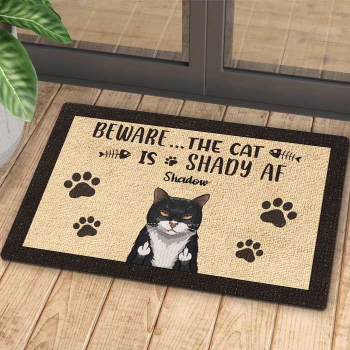 Custom Name Shady Cat Gifts for Cat Lovers - Personalized Doormat