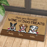 Custom Name Wine and Dog Treats Gifts for Dog Lovers - Personalized Doormat
