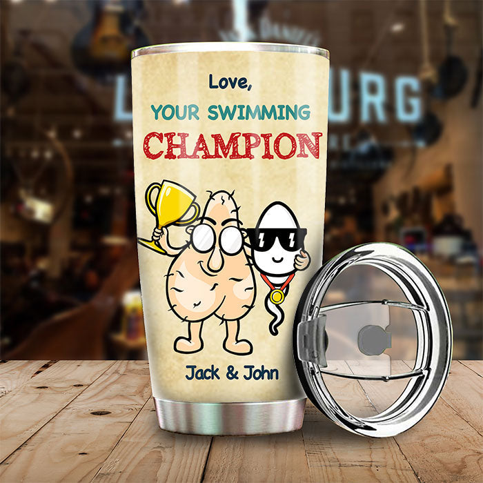 Custom Name Swimming Champion Gifts for Dad - Personalized Tumbler