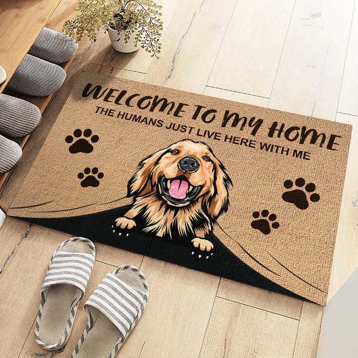Welcome To The Dog Home - Funny Personalized Dog Decorative Mat, Doormat