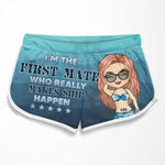 Custom Name Captain First Mate Couple Gifts - Personalized Couple Beach Shorts