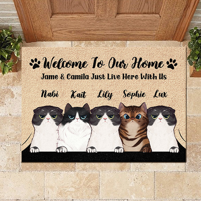 Custom Name Cat Family Home Decor - Personalized Doormat