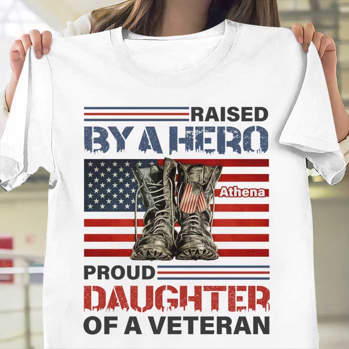 Custom Name Proud Daughter of a Veteran Gifts - Personalized Apparel