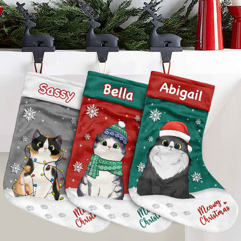 Christmas Is So Much Fun When You Are A Cat - Cat Christmas Costumes - Personalized Christmas Stocking.