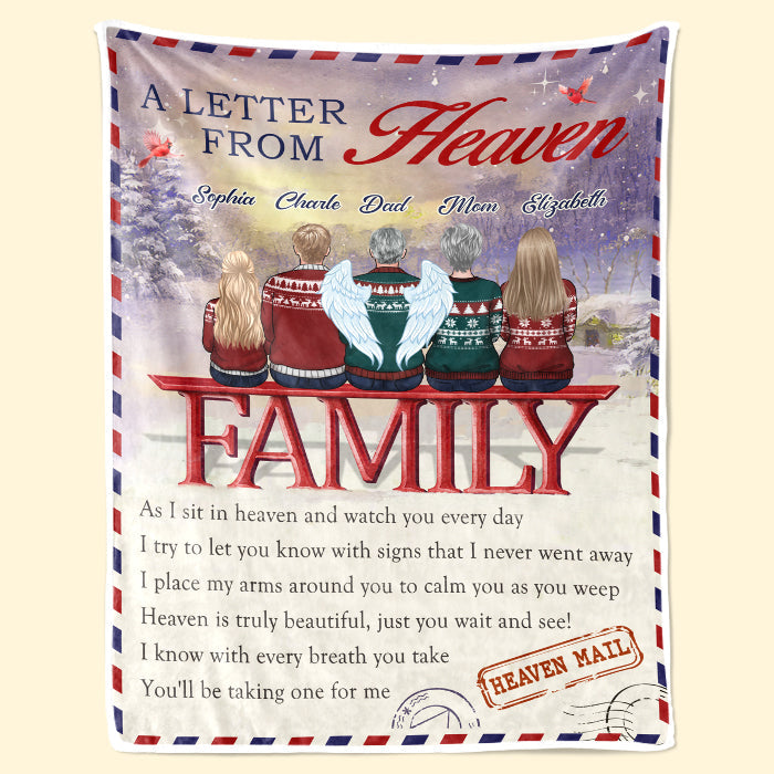Custom Name Letter From Heaven Memorial Christmas Gifts - Personalized Blanket