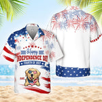 Custom Name Patriotic Dog Fourth of July Gifts for Dog Lovers - Personalized Hawaiian Shirt