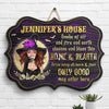 Drive Away All Harm & Fear, Only Good May Enter Here - Personalized Witch Shaped Wood Sign - Gift For Witches, Gift For Yourself, Halloween Gift