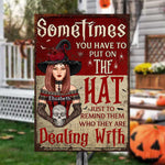 Custom Name Funny Witch Halloween Gifts for Women - Personalized Metal Sign