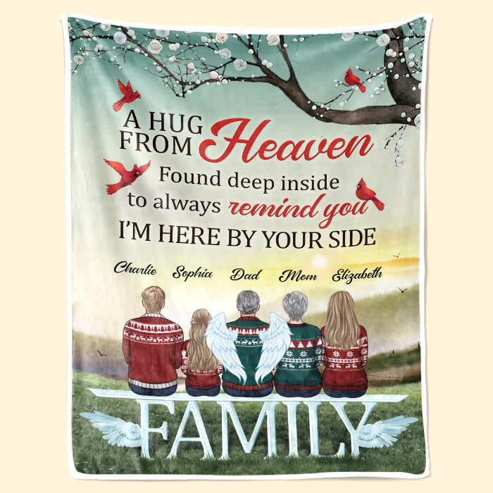 Custom Name Heaven Hug Memorial Family Gifts - Personalized Blanket