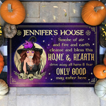 Custom Name Witch Halloween Home Decor - Personalized Doormat