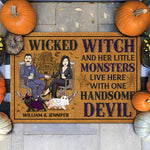 Custom Name Witch Family Halloween Decor - Personalized Doormat
