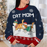 Custom Name Cat Mom Christmas Gifts for Women - Personalized Sweatshirt