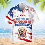 Custom Name Patriotic Dog Fourth of July Gifts for Dog Lovers - Personalized Hawaiian Shirt
