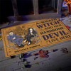 A Wicked Witch & Her Handsome Devil Live Here - Personalized Decorative Mat - Gift For Couple, Husband Wife, Halloween Gift