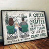 A Queen Of The Camper And The Best Flame Of Her Life Camp Here - Gift For Camping Couples, Personalized Horizontal Poster