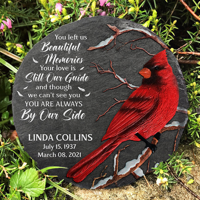 Custom Name Cardinal Memorial Garden Decor - Personalized Memorial Stone