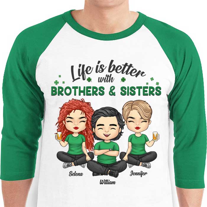 Custom Name Brothers and Sisters Gifts - Personalized Raglan Shirt