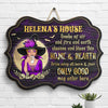 Drive Away All Harm & Fear, Only Good May Enter Here - Personalized Witch Shaped Wood Sign - Gift For Witches, Gift For Yourself, Halloween Gift