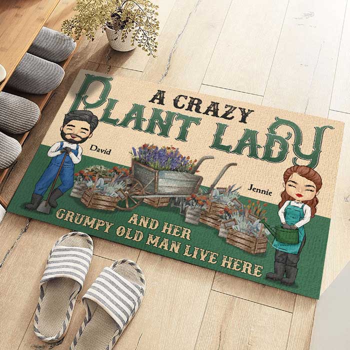 Custom Name Crazy Plant Lady Couple Gifts - Personalized Doormat