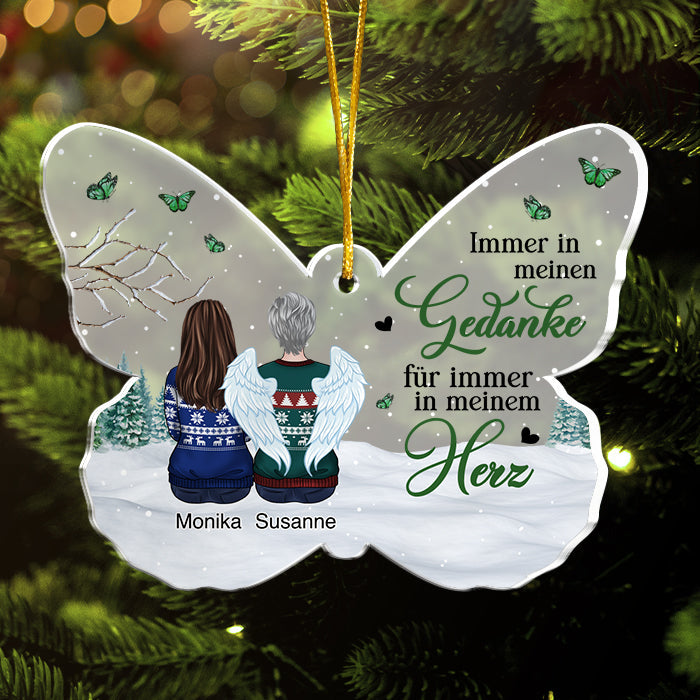 Deine Flügel waren bereit, aber mein Herz war nicht - German Personalized Custom Butterfly Shaped Acrylic Christmas Ornament - Memorial Gift, Sympathy Gift, Christmas Gift