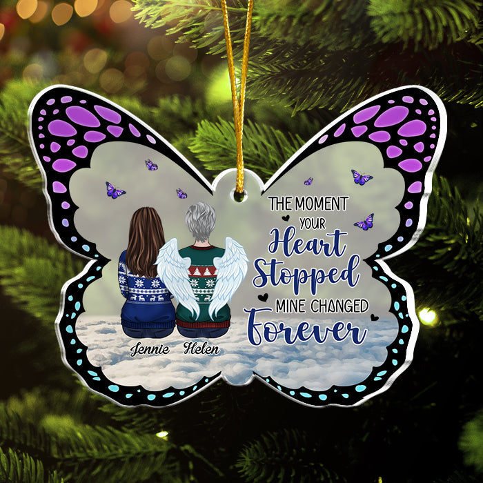 Once By My Side, Forever In My Heart - Personalized Custom Butterfly Shaped Acrylic Christmas Ornament - Memorial Gift, Sympathy Gift, Christmas Gift