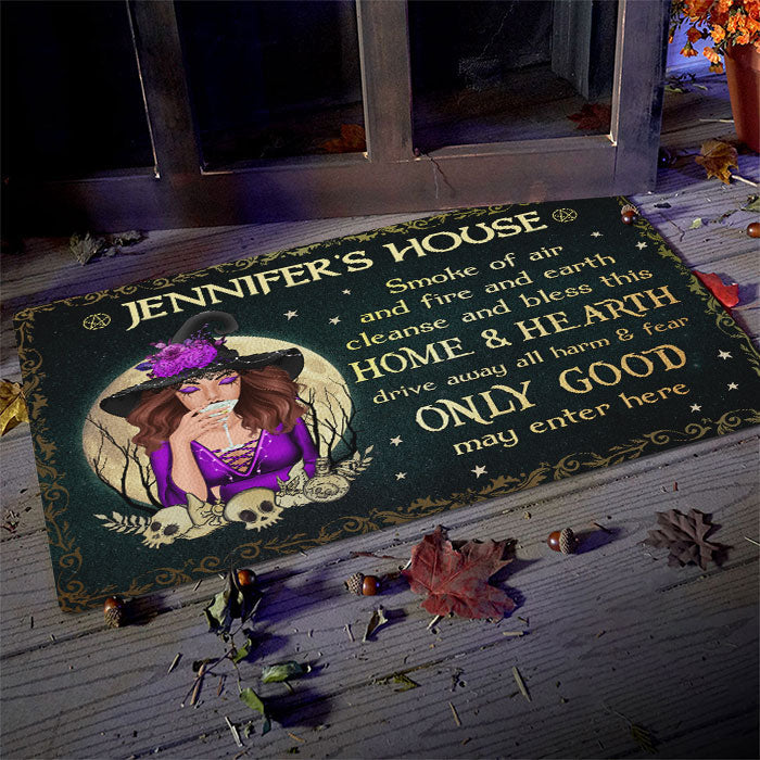 Custom Name Witch House Blessing Decor - Personalized Doormat