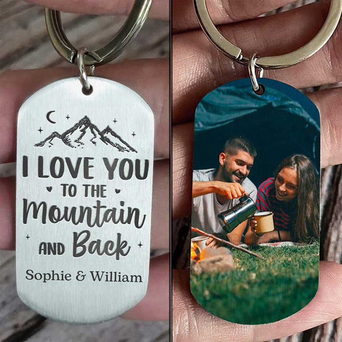 Custom Photo Mountain Love Gifts for Couples - Personalized Keychain