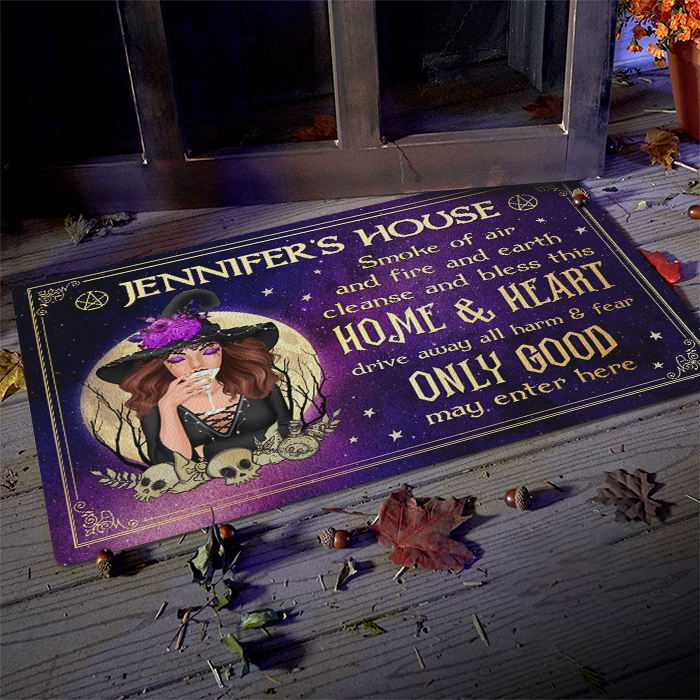 Custom Name Witch Halloween Home Decor - Personalized Doormat