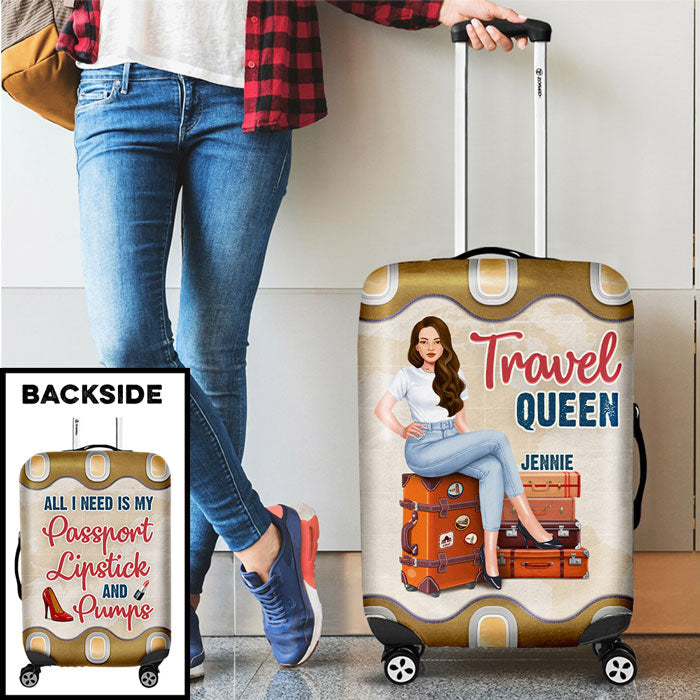 Custom Name Travel Queen Gifts for Women - Personalized Luggage Cover