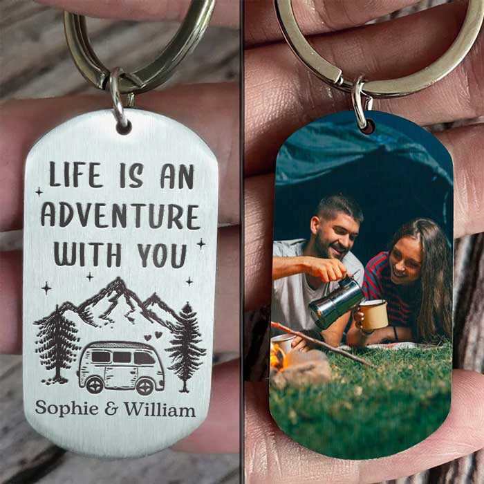 Custom Photo Life Is an Adventure with You Couples Gifts - Personalized Keychain