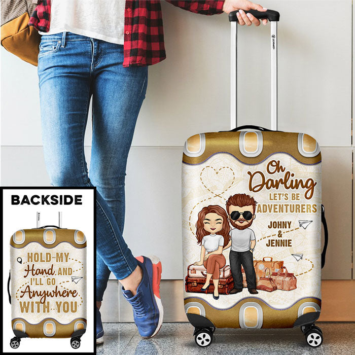 Custom Name Couple Travel Gifts - Personalized Luggage Cover